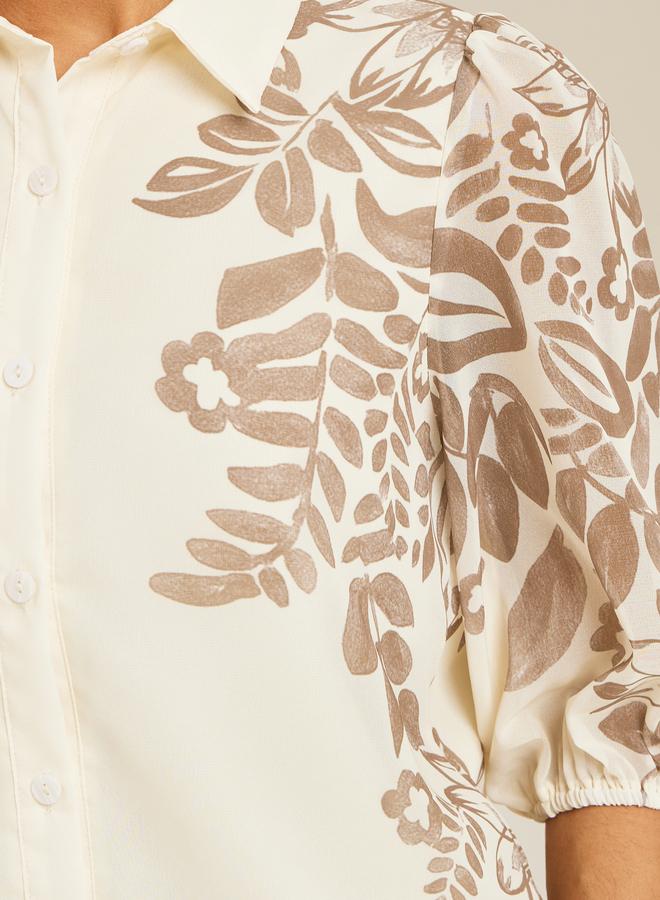 ستايلي قميص بطبعة زهور موزعة - Image 3